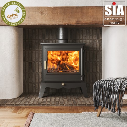Ecosy+ Panoramic Traditional With Cast Base - Defra Approved - 5kw - Eco Design Ready - Woodburning Stove